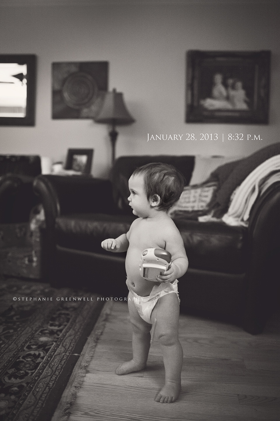 baby girl learning to walk in diaper stephanie greenwell photography