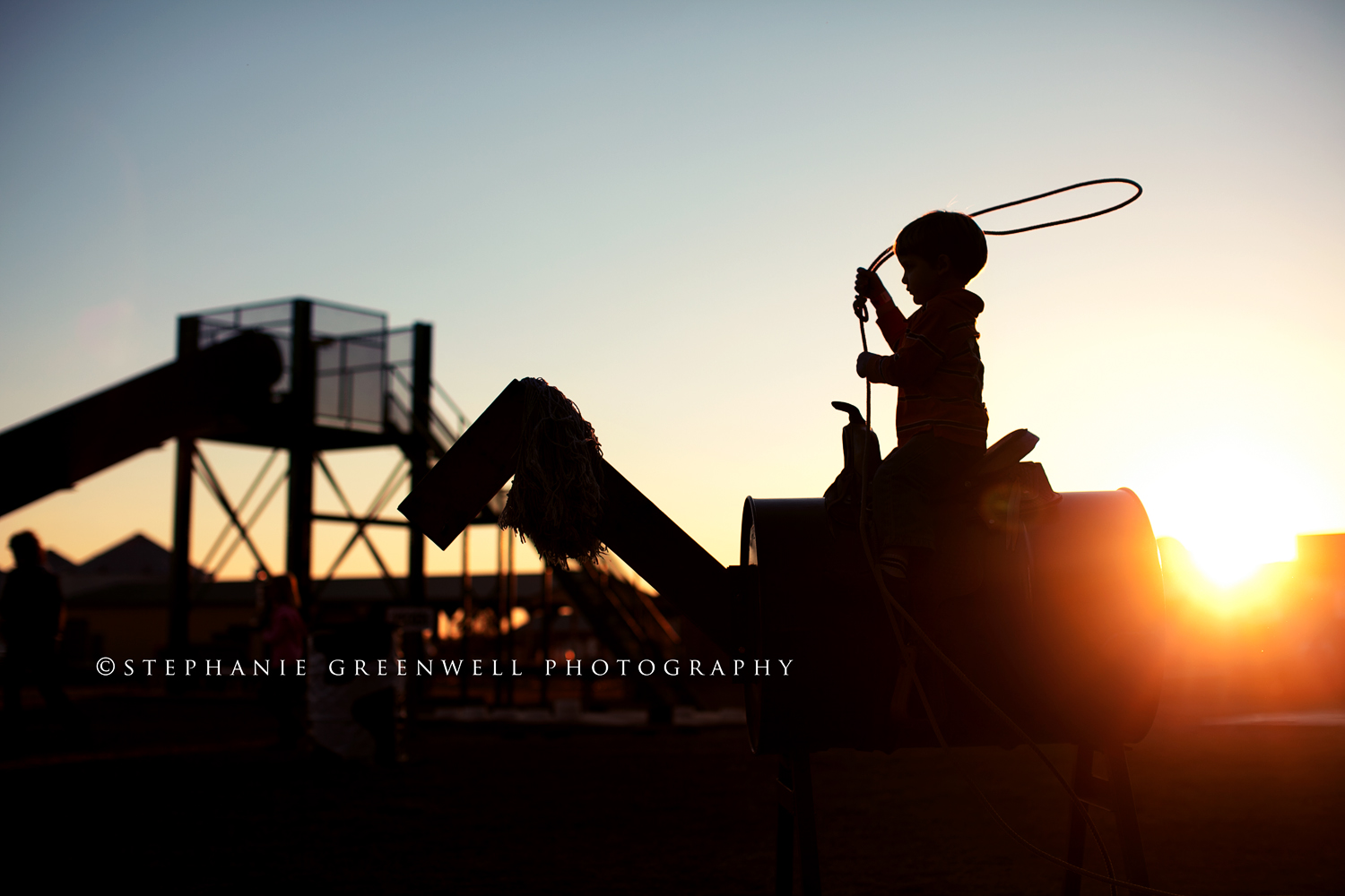 silhouette beggs farm roping cattle lasso sunset southeast missouri stephanie greenwell photography